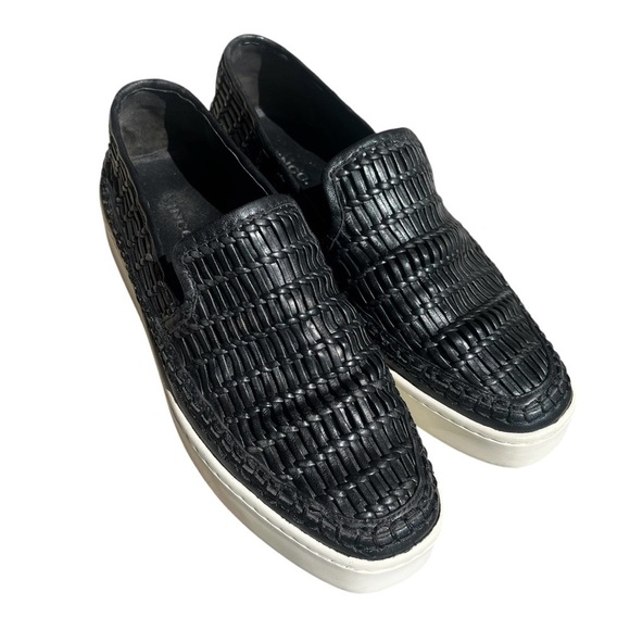 Vince Shoes - Vince Stafford Black Leather Flatform Sneakers Size 7